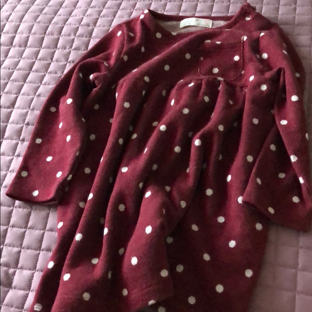 Zara red dress with white pokadots